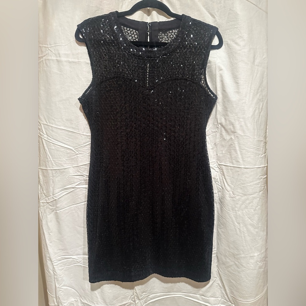 Express Medium Black sequin sweetheart dress